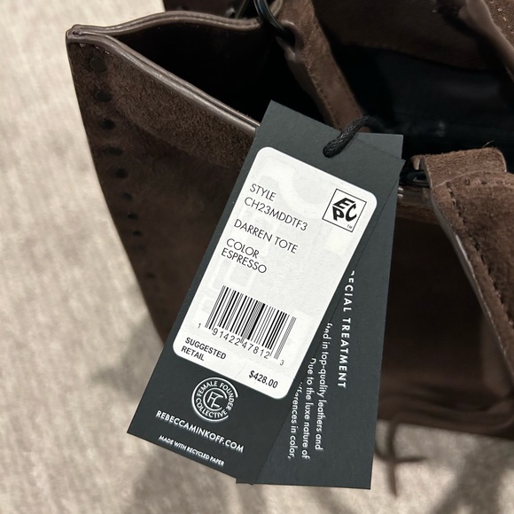 Rebecca Minkoff Suede Daren Tote Chocolate Brown - Picture 5 of 8